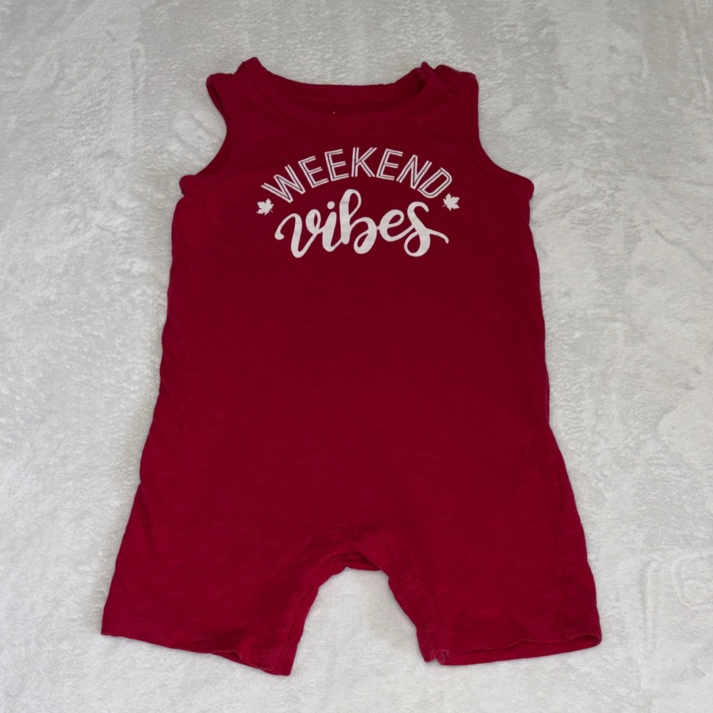 (3 for $10) Canadiana Weekend Vibes Red Baby Romper